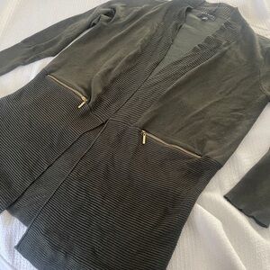 Green Premise cardigan size Lrg with gold zipper pocket